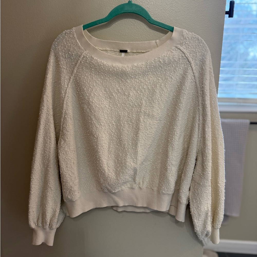 Free People Textured Cream Sweater